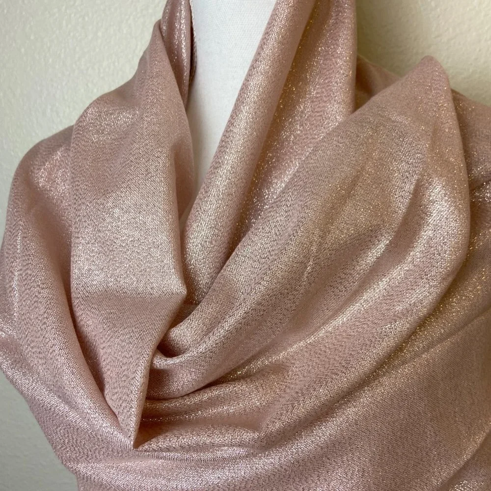 NWOT Ellen Tracy Pink Metallic Scarf & Wrap 33